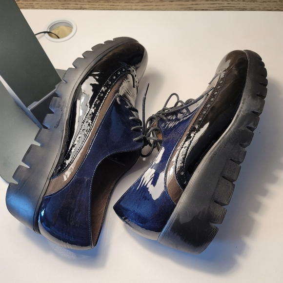Wondersfly Patent Leather Lace-up Brogues Wedge Oxfords  - Sz 40 EU - Picture 4 of 10